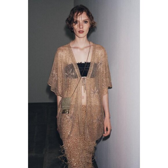 ZARA SEQUIN FEATHER SKIRT - Picture 6 of 10